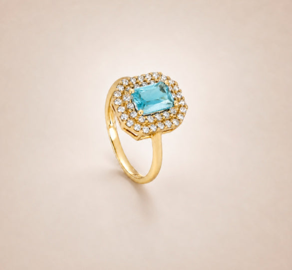 ANELLO KATE AZZURRO ORO GIALLO