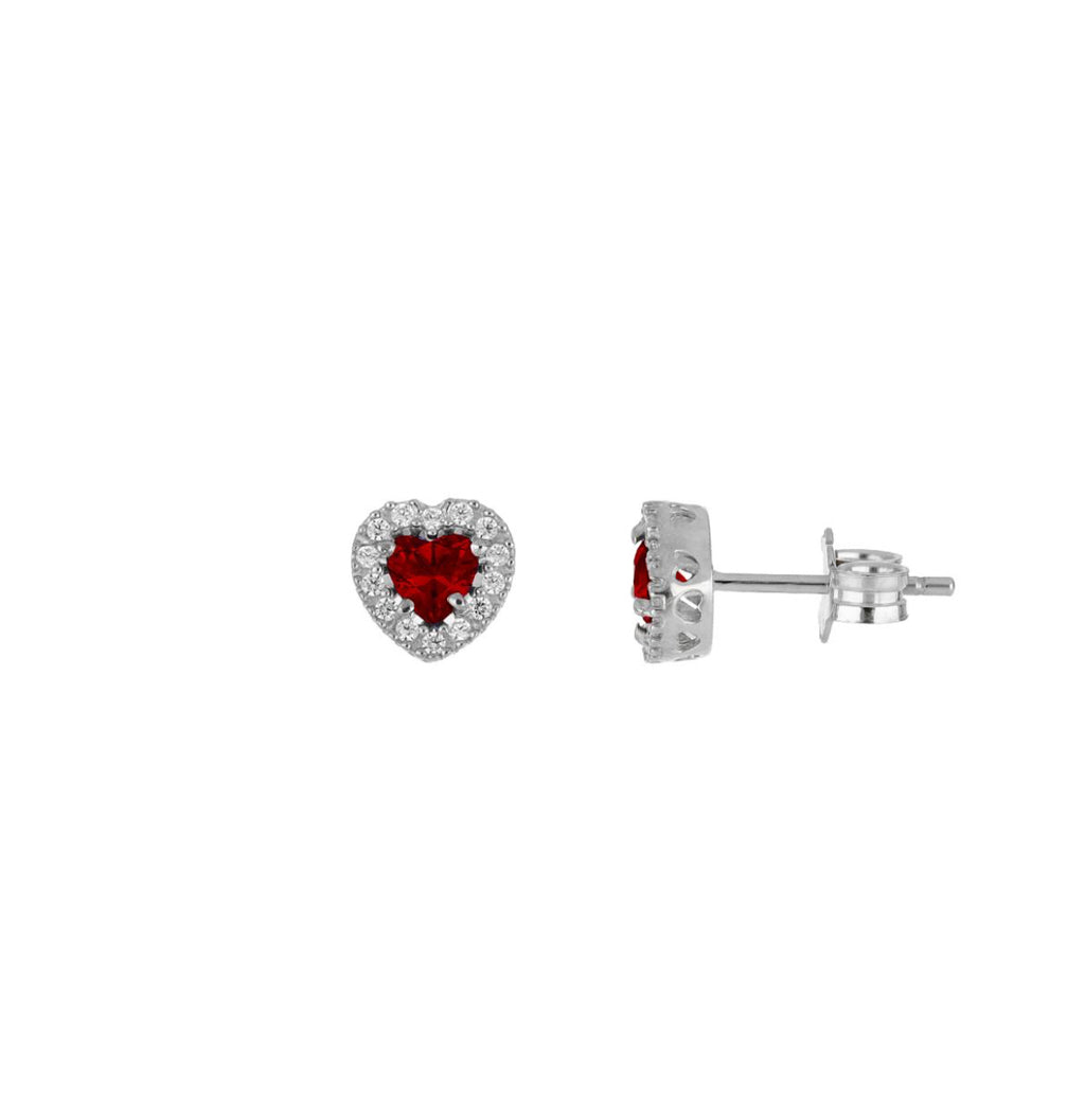 ORECCHINI CUORE ROSSO ORO BIANCO
