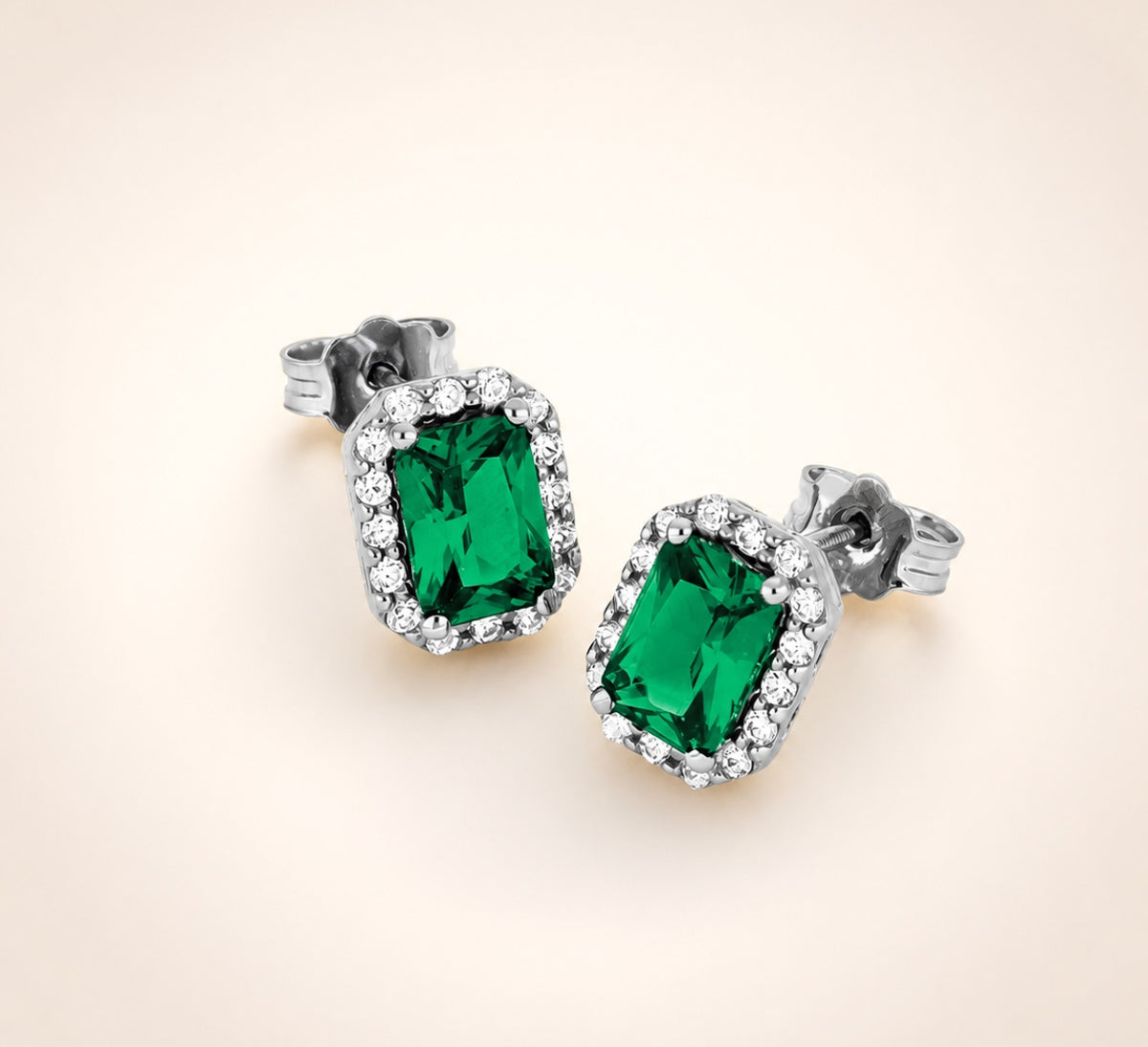 ORECCHINI PIETRA VERDE ORO BIANCO