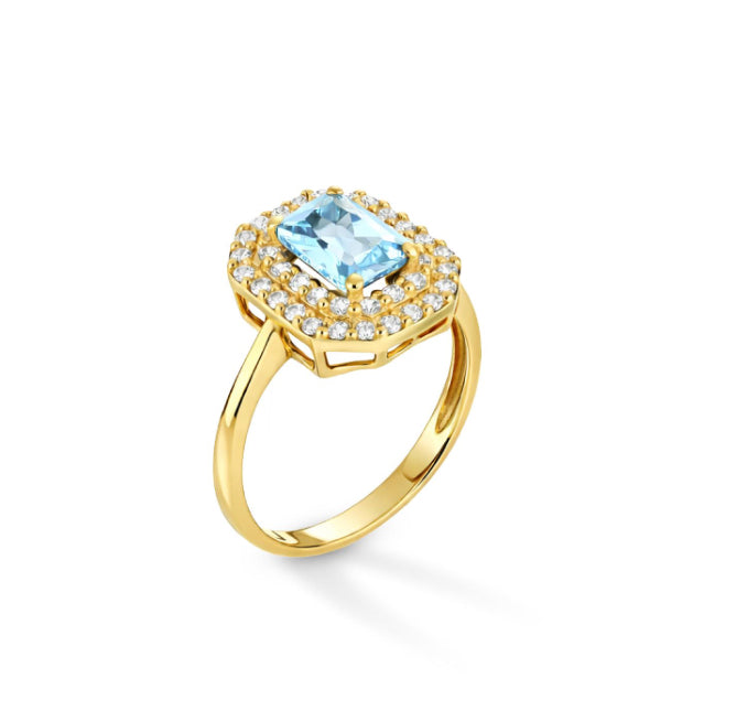 ANELLO KATE AZZURRO ORO GIALLO