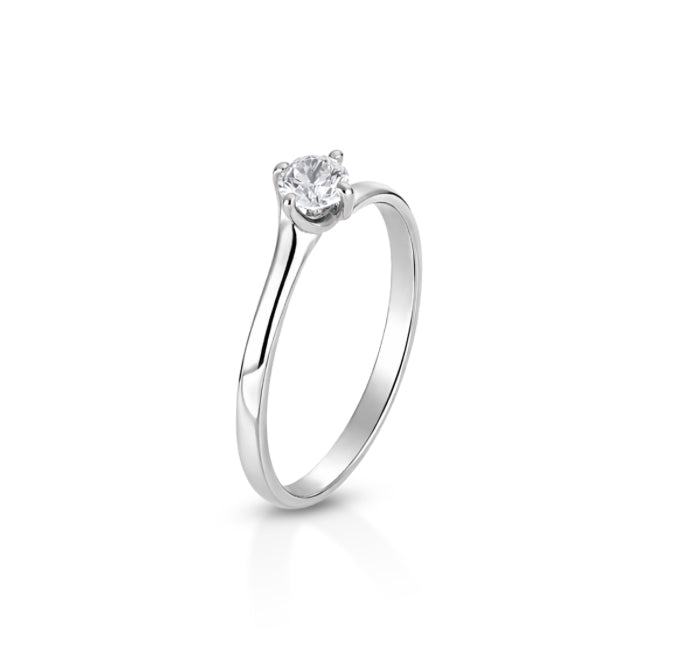 ANELLO SOLITARIO ORO BIANCO