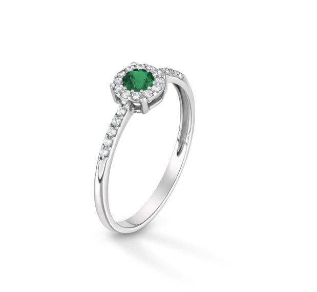 ANELLO PIETRA VERDE ORO BIANCO